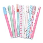 Fluent Writting Pen, 10 Pcs 0.38 mm 10 Color Black Ink Rolling Ball Cute Gel Ink Pen for Student and School Office Supplies (A)