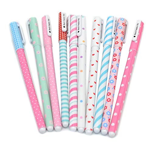 415LhQihjCS.jpg Fluent Writting Pen, 10 Pcs 0.38 mm 10 Color Black Ink Rolling Ball Cute Gel Ink Pen for Student and School Office Supplies (A) - Image 1