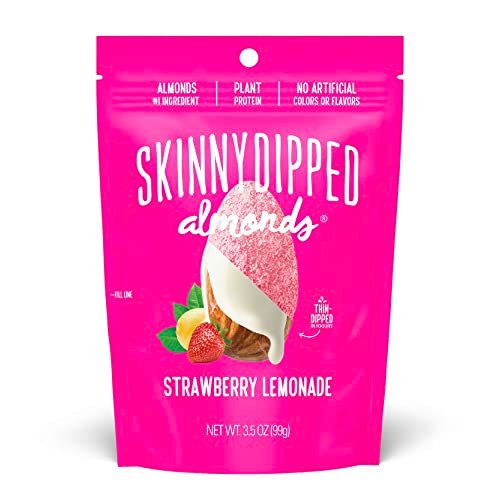 41GYKWib5gL.jpg SKINNYDIPPED Strawberry Lemonade Almonds, Limited Edition, Healthy Snack, Plant Protein, Gluten Free, 3.5 oz Resealable Bags, Pack of 5 - Image 1