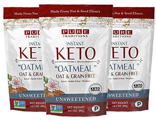 511g37RwU2L.jpg Keto Oatmeal, Instant Hot Cereal, Unsweetened, Certified Paleo, Keto Certified, Gluten & Grain Free (14.1 oz) (3 Pack) - Image 1