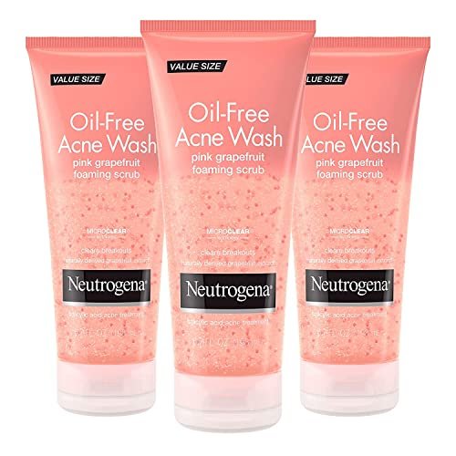 51bp5XXg3QL.jpg Neutrogena Oil Free Pink Grapefruit Acne Treatment Face Wash with Vitamin C, 2% Salicylic Acid, Gentle Foaming Facial Scrub to Treat & Prevent Breakouts, 6.7 Fl Oz, Pack of 3 - Image 1