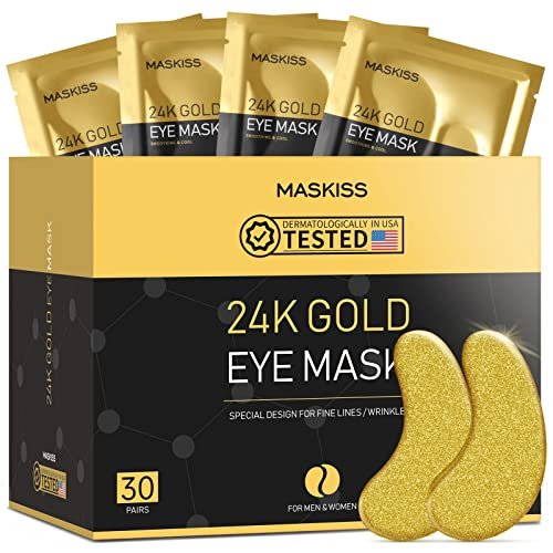 51h4jNhSV0L.jpg Maskiss 30-Pairs 24K Gold Under Eye Patches, Eye Mask, Eye Patches for Puffy Eyes, Eye Masks for Dark Circles and Puffiness, Collagen Skin Care Products - Image 1