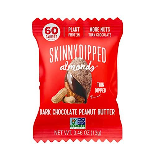 51lEr3rwWNL.jpg SkinnyDipped Dark Chocolate Peanut Butter Almonds, Healthy Snack, Plant Protein, Gluten Free, 0.46 oz Mini Bags, Pack of 24 - Image 1
