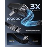LOOHOI USB C to USB C Cable, 240W Fast Charging Cable with Built-in Phone Stand (5 FT, Black), Durable Braided Type-C Cable with 90° Angled T-Shaped Stand (1PCS) - Image 5