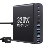 320W USB C Charger Block, 10-Port USB C Charging Station GaN III PD 65W Laptop Fast Charger Adapter for MacBook Pro/Air, DELL, iPad, iPhone, Samsung Galaxy Black - Image 2