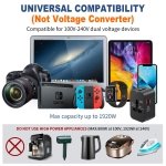 Travel Adapter USB C, Universal All in One Worldwide Travel Adapter Fast Charge GaN PD3.0 Type C USB-A Quick Charging Ports Power Converters Wall Charger AC Power Plug Adapter for USA EU UK AUS Black