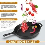 Utopia Kitchen Pre-Seasoned Cast Iron Skillet With Lid - 12 Inch Nonstick Frying Pan - Safe Indoor & Outdoor Grill Cookware - Image 5