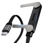 LOOHOI USB C to USB C Cable, 240W Fast Charging Cable with Built-in Phone Stand (5 FT, Black), Durable Braided Type-C Cable with 90° Angled T-Shaped Stand (1PCS) - Image 2