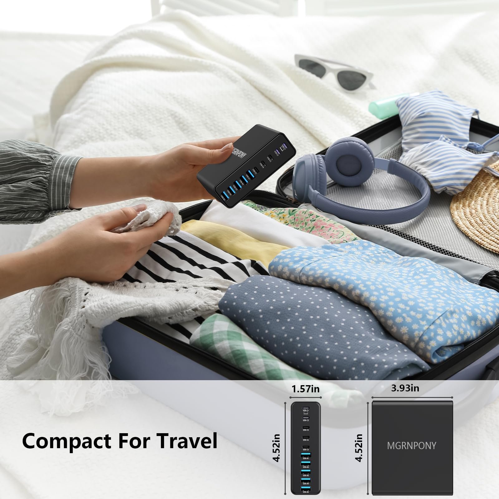 71sbhAyjO1L 320W USB C Charger Block, 10-Port USB C Charging Station GaN III PD 65W Laptop Fast Charger Adapter for MacBook Pro/Air, DELL, iPad, iPhone, Samsung Galaxy Black - Image 1