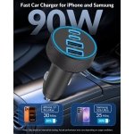 [4 in 1] USB C Car Charger, 4-Port 90W Super Fast Charging Cigarette Lighter Adapter, Dual 45W USBC & USB-A Multiport Car Phone Charger Accessories for iPhone 17 16 15 14 13 12, iPad, Galaxy, Tablet - Image 3