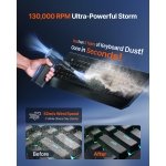 ZOAIVR Compressed Air Duster, 130,000RPM Ultra-Powerful Cordless Electric Air Duster with 8000mAh Rechargeable Battery, 4-Gear Adjustable Air Blower for Keyboard, Computer, Car, Home Cleaning - Image 3