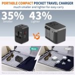 Travel Adapter USB C, Universal All in One Worldwide Travel Adapter Fast Charge GaN PD3.0 Type C USB-A Quick Charging Ports Power Converters Wall Charger AC Power Plug Adapter for USA EU UK AUS Black - Image 6