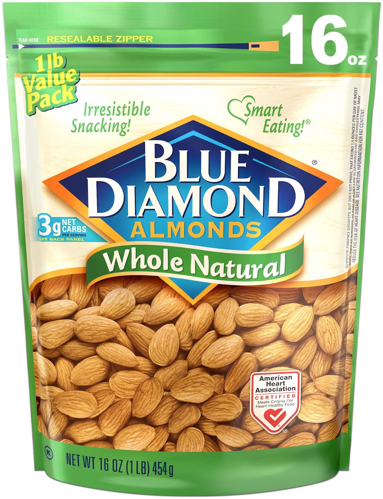 81vClhrsZSL.jpg Blue Diamond Almonds Whole Natural, 16 oz. - Image 1