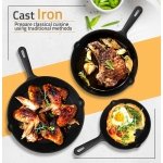 Utopia Kitchen Pre Seasoned Cast Iron Skillet 3 Piece, Cast Iron Grill Pan, Frying Pans, Saute Fry Pan, Cast Iron Set (Black) - Image 5